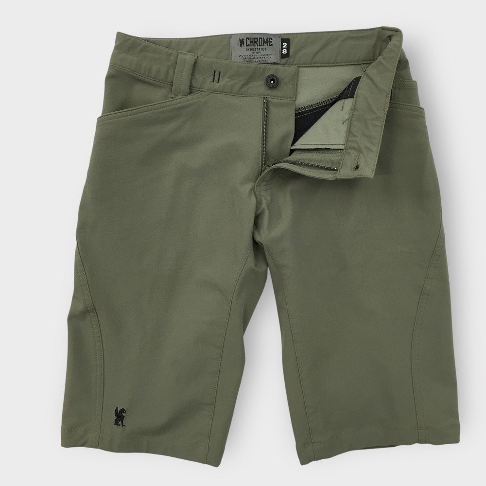 Chrome Industries Mens Cycling Bike Shorts Olive Green Size‎ 28 Commuter Casual